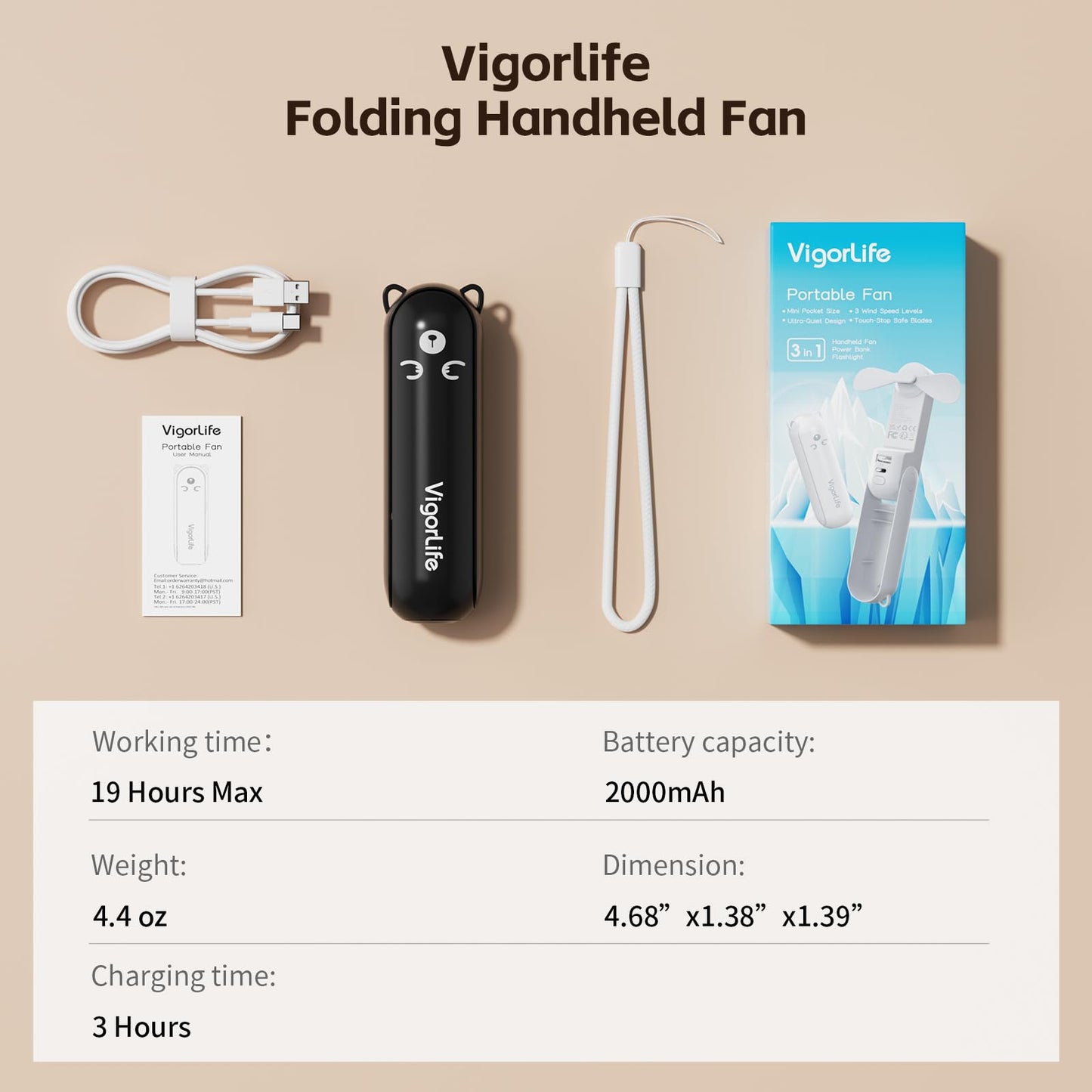Morelax Portable Fan, Mini Handheld Fan with Power Bank, Cute USB Rechargeable Pocket Fan, Foldable Small Cooling Fan with LED Light, Personal Travel Fan,Summer,Beach Essentials,Summer Gift for Women