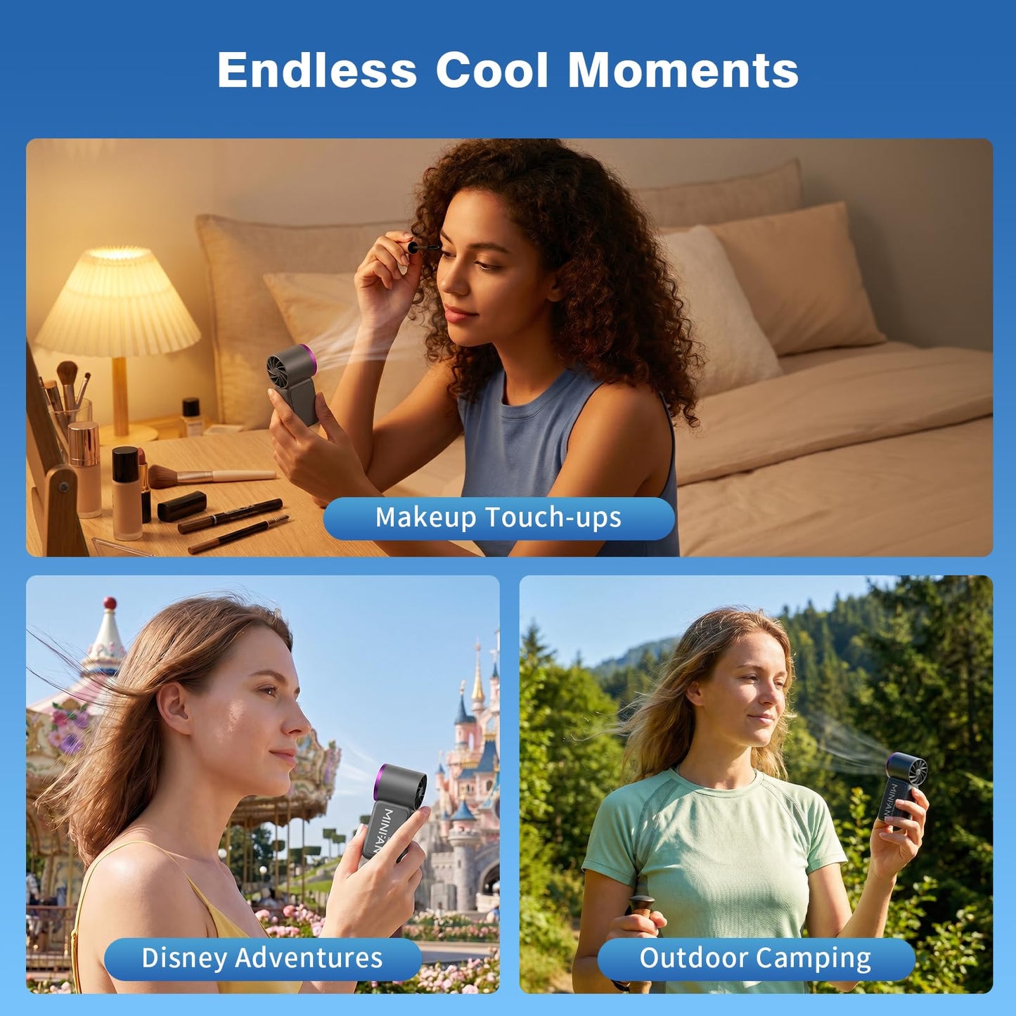 Portable Handheld Mini Fan, Mini Portable Fan with 6 Speeds, 16920 RPM Turbo High Speed Airflow, USB Rechargeable Small Personal Fan with LED Display, Pocket Hand Fan for Travel Makeup Outdoor Office