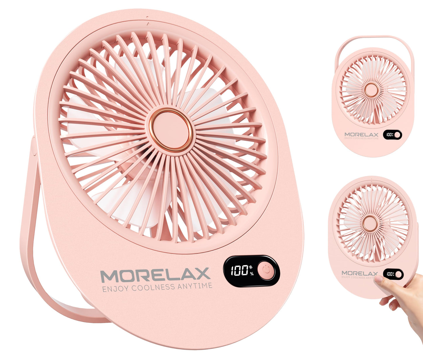 USB Desk Fan,3 IN 1 Rechargeable Portable Fan,180 Adjustable,6 Speed Strong Wind,Mini Personal Desktop Fan for Travel/Cruise/Bedroom/Office/Indoor/Outdoor,Desk Accessories for Women/Men/girls (Pink)