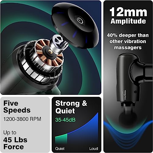 Morelax Percussion Muscle Massage Gun Deep Tissue with 12MM Amplitude,Handheld Electric Back Massager