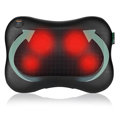 Portable Massage Pillow Neck and Back Massager with Heat,Deep Tissue Massage Pillow with 3D Kneading Back Massager