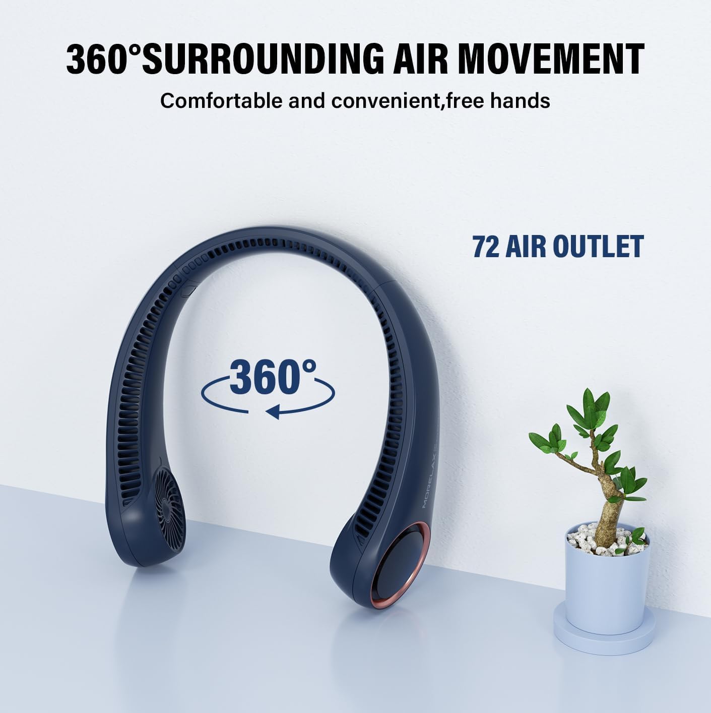 Neck Fan, USB Rechargeable Personal Fan,Hand Free Bladeless Portable Fans,4000 mAh, 3 Speeds,72 Air Faster softer 360° Cooling, Ultra Quiet,Gift Suitable for Home, Office, Travel, Sports