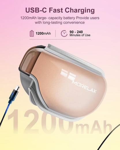 Morelax Eye Massager with Heat & Bluetooth Music, Relaxation Gift for Women, Help Alleviate Eye Strain, Promote Better Sleep, Comfortable and Soothing Eye Care Device (Pink)