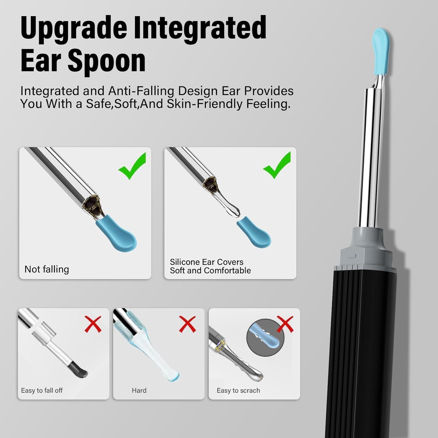 Ear Wax Cleaner with Camera, Earwax Removal, Earwax Removal Tool, with 8 Ears, Earwax Cleaning kit 1080P HD Otoscope - Ear Camera with 6 Ear Scoops - Otoscope Ear Pick for iOS and Android