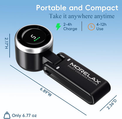 Morelax Personal Handheld Fan,High-Speed Turbo Fans,5-Speed with LED Display,Powerful Motor,4000mAh,USB Rechargeable Portable Cooling Fan for Outdoor Activities,Travel,Working,Black