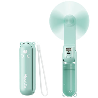 Morelax Portable Fan, Mini Handheld Fan with Power Bank, Cute USB Rechargeable Pocket Fan, Foldable Small Cooling Fan with LED Light, Personal Travel Fan,Summer,Beach Essentials,Summer Gift for Women