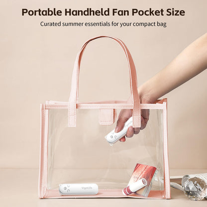 Morelax Portable Fan, Mini Handheld Fan with Power Bank, Cute USB Rechargeable Pocket Fan, Foldable Small Cooling Fan with LED Light, Personal Travel Fan,Summer,Beach Essentials,Summer Gift for Women