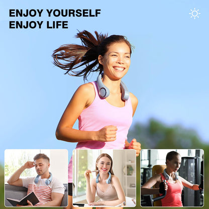 Morelax Neck Fan, USB Rechargeable Personal Fan,Hand Free Bladeless Portable Fans,4000 mAh, 3 Speeds,72 Air Faster softer 360° Cooling, Gift Suitable for Home, Office, Travel, Sports Light Blue
