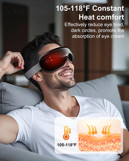 Morelax Eye Massager with Heat & Bluetooth Music, Birthday Gifts for Women, Reduce Eye Strain, Headache Relief and Improve Sleep, Eye Care Gift（Black）