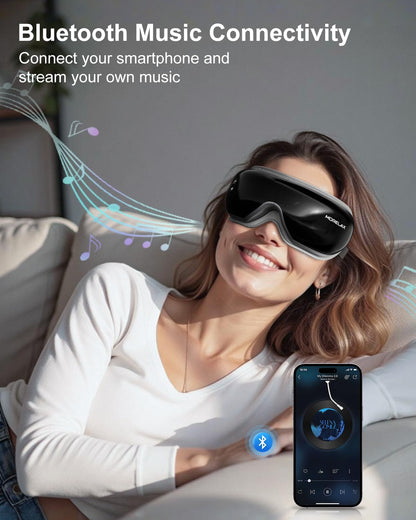 Morelax Eye Massager with Heat & Bluetooth Music, Birthday Gifts for Women, Reduce Eye Strain, Headache Relief and Improve Sleep, Eye Care Gift（Black）