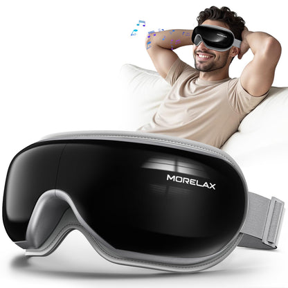 Morelax Eye Massager with Heat & Bluetooth Music, Birthday Gifts for Women, Reduce Eye Strain, Headache Relief and Improve Sleep, Eye Care Gift（Black）