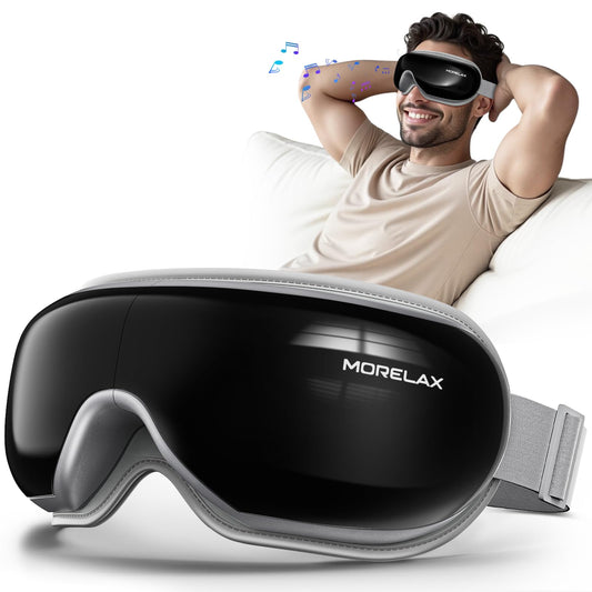 Morelax Eye Massager with Heat & Bluetooth Music, Birthday Gifts for Women, Reduce Eye Strain, Headache Relief and Improve Sleep, Eye Care Gift（Black）