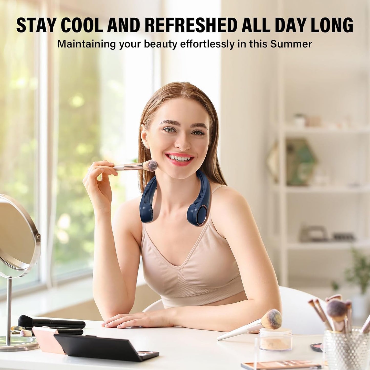 Neck Fan, USB Rechargeable Personal Fan,Hand Free Bladeless Portable Fans,4000 mAh, 3 Speeds,72 Air Faster softer 360° Cooling, Ultra Quiet,Gift Suitable for Home, Office, Travel, Sports