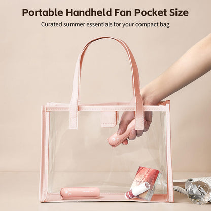 Morelax Portable Fan, Mini Handheld Fan with Power Bank, Cute USB Rechargeable Pocket Fan, Foldable Small Cooling Fan with LED Light, Personal Travel Fan,Summer,Beach Essentials,Summer Gift for Women