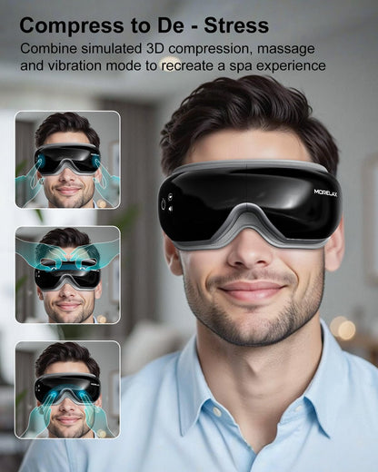 Morelax Eye Massager with Heat & Bluetooth Music, Birthday Gifts for Women, Reduce Eye Strain, Headache Relief and Improve Sleep, Eye Care Gift（Black）