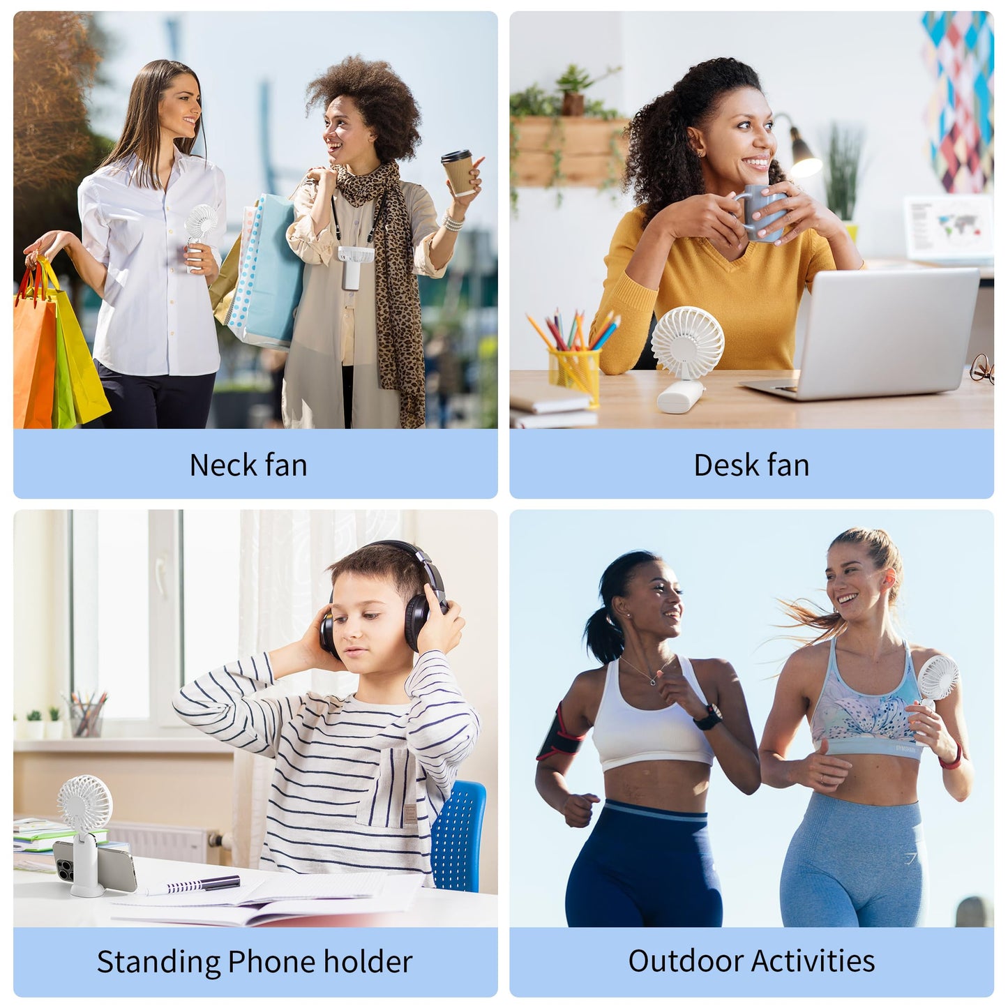 Morelax Handheld Mini Fan,USB Rechargeable Fodable Personal Fans 4000mAh,90 Adjustable, 6 Speed Strong Wind,Portable Fan Pocket Design 5 IN 1Cooling Table Fan for Office School Outdoor Travel,White