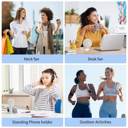 Morelax Handheld Mini Fan,USB Rechargeable Fodable Personal Fans 4000mAh,90 Adjustable, 6 Speed Strong Wind,Portable Fan Pocket Design 5 IN 1Cooling Table Fan for Office School Outdoor Travel,White