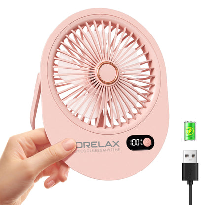 USB Desk Fan,3 IN 1 Rechargeable Portable Fan,180 Adjustable,6 Speed Strong Wind,Mini Personal Desktop Fan for Travel/Cruise/Bedroom/Office/Indoor/Outdoor,Desk Accessories for Women/Men/girls (Pink)