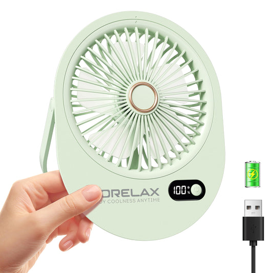 USB Desk Fan,3 IN 1 Rechargeable Portable Fan,180 Adjustable,6 Speed Strong Wind,Mini Personal Desktop Fan for Travel/Cruise/Bedroom/Office/Indoor/Outdoor,Desk Accessories for Women/Men/girls (Green)