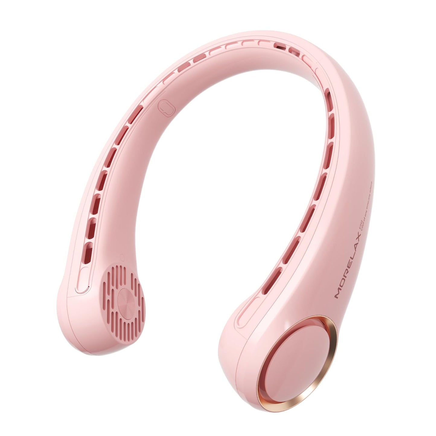 Morelax Neck Fan, USB Rechargeable Personal Fan, 3 Speeds Adjustable, Large air outlet Powerful Strong Wind, Adjustable, 360° Cooling, Super Quiet, No Blade Design, No Hair Twisting, Small (Pink)