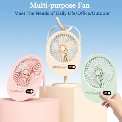 Portable Desk Fan Rechargeable,Small Personal Fan Strong Powerful Wind Battery Operated, Slim Silent, 6 Speeds Cooling Handheld Mini USB Table Desktop Fans for Indoor Outdoor Office (Beige)