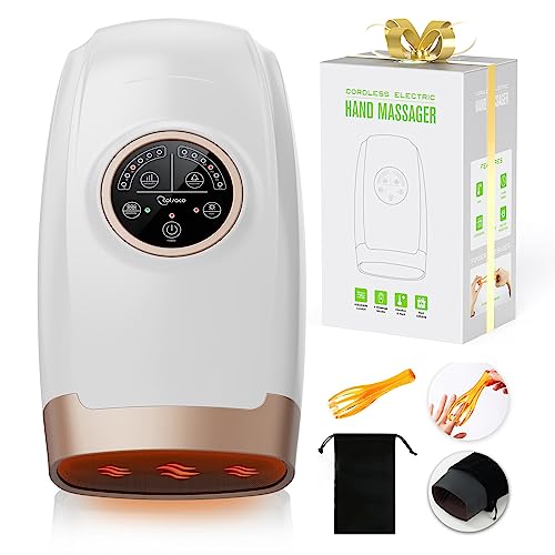 Christmas Gifts for Women/Men,Hand Massager with Heat,Compression & Heating,Cordless Hand Massager Machine White