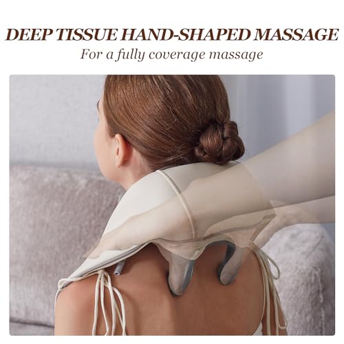 Shiatsu Back Shoulder and Neck Massager with Heat , Electric Deep Tissue 6D Kneading Massage, Cordless Shiatsu Neck Massage Pillow