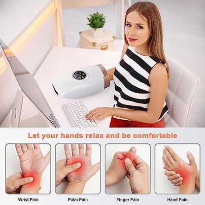 Christmas Gifts for Women/Men,Hand Massager with Heat,Compression & Heating,Cordless Hand Massager Machine White