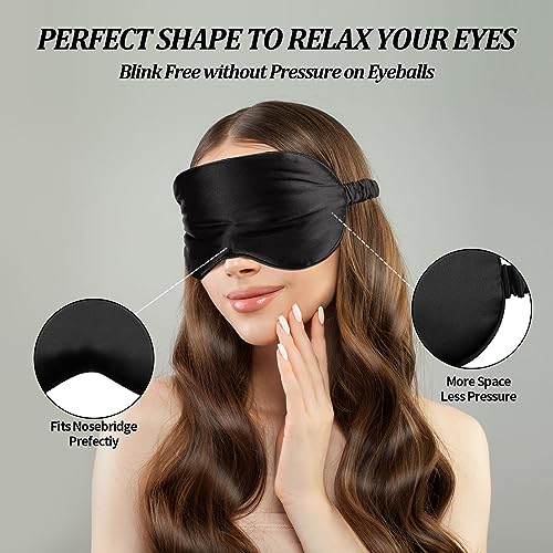 Sleep Mask,Eye Masks for Sleeping,100% Light Blocking,Pure Silk Soft and Comfort Ultralight Eye Sleep Shade Cover