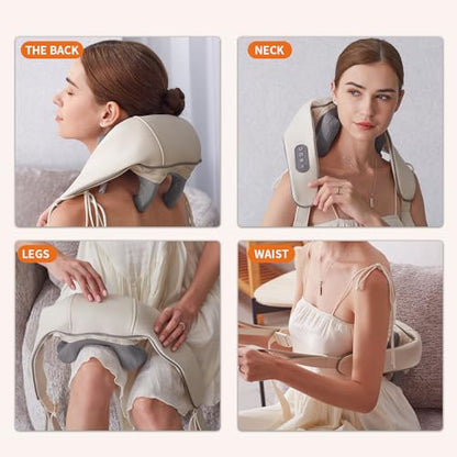 Shiatsu Back Shoulder and Neck Massager with Heat , Electric Deep Tissue 6D Kneading Massage, Cordless Shiatsu Neck Massage Pillow