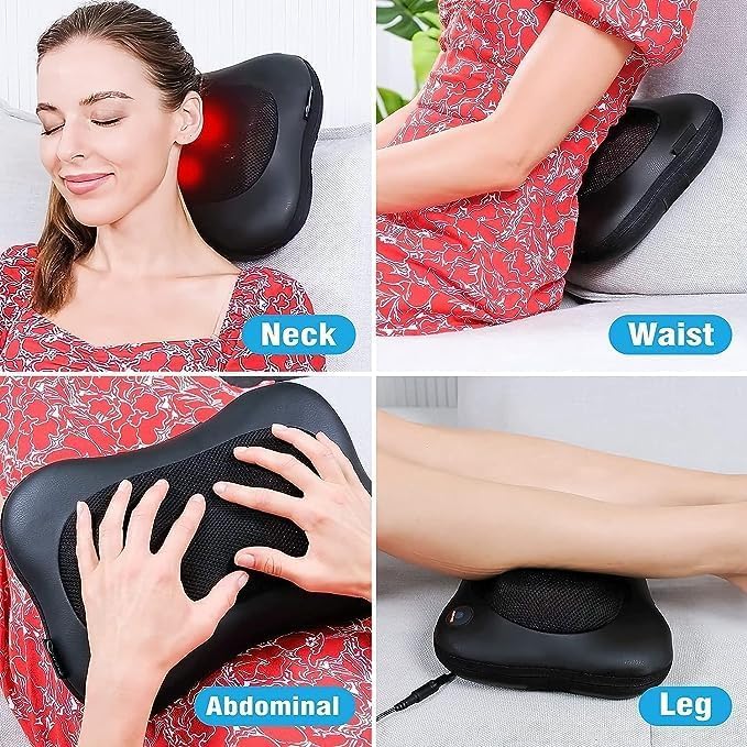 Portable Massage Pillow Neck and Back Massager with Heat,Deep Tissue Massage Pillow with 3D Kneading Back Massager